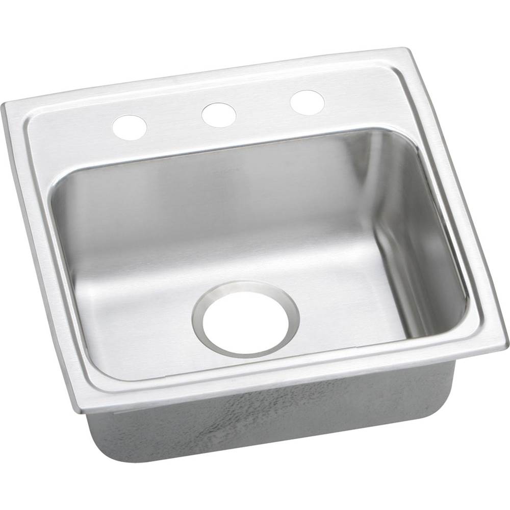 Elkay Lustertone Classic Stainless Steel 19'' x 18'' x 5-1/2'', 3-Hole Single Bowl Drop-in ADA Sink with Quick-clip