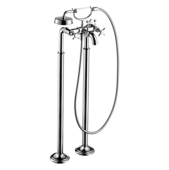 Axor Montreux 2-Handle Freestanding Tub Filler Trim with Cross Handles and 1.8 GPM Handshower in Chrome