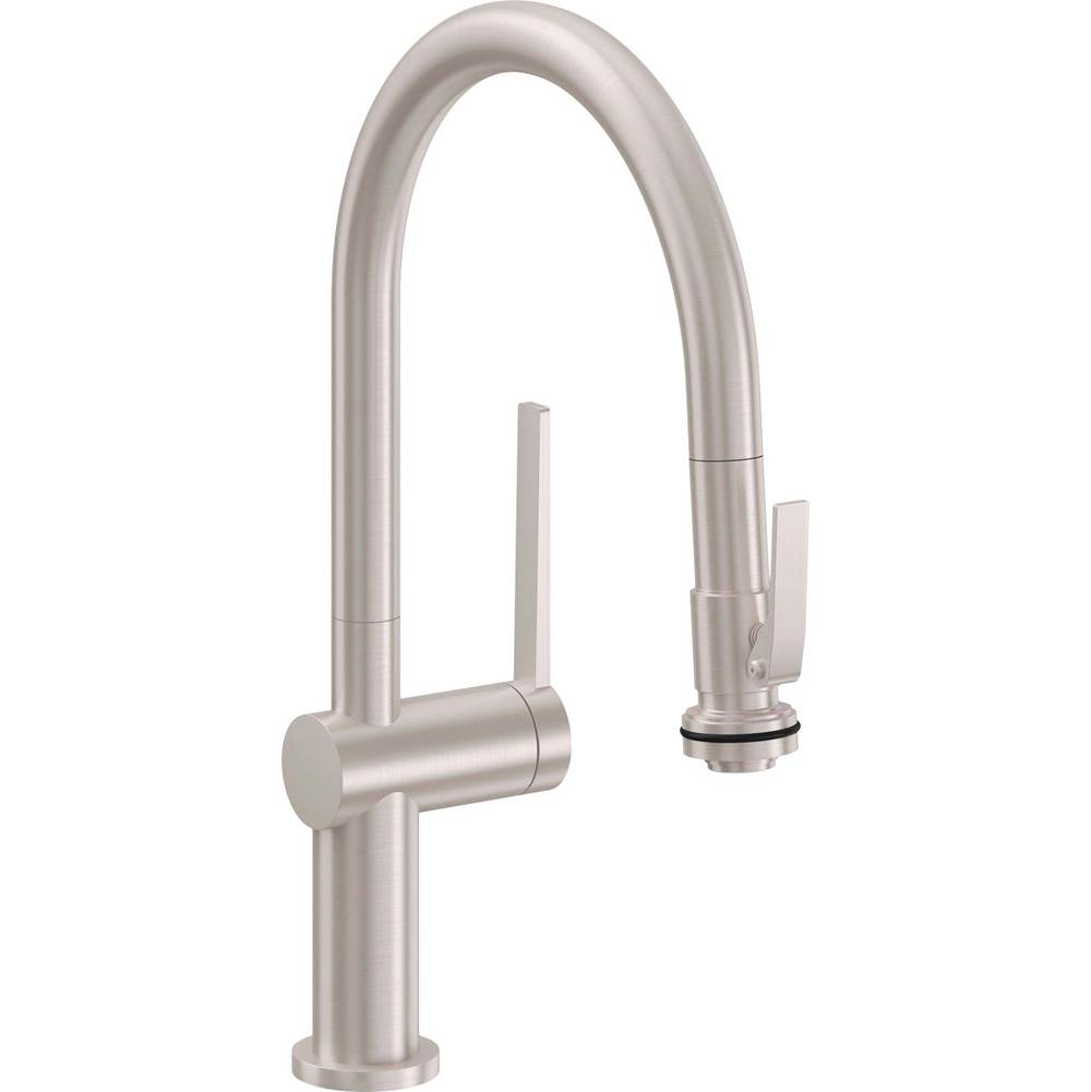 California Faucets Pull-Down Kitchen Faucet with Squeeze or Button Sprayer - Low Arc Spout