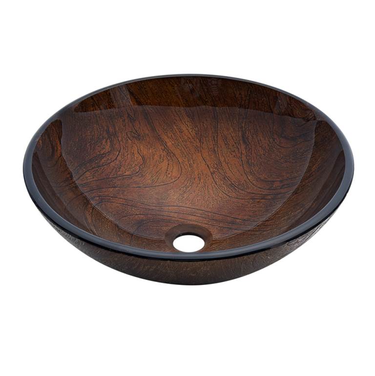 Dawn Dawn® Tempered glass, hand-painted glass vessel sink-round shape, brown