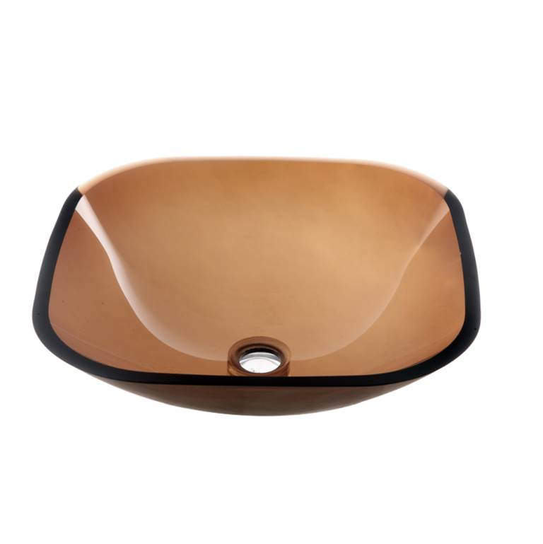 Dawn Dawn® Tempered glass vessel sink-square shape, brown glass