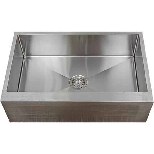 E2 Stainless Single Bowl: 33 x 21 x 9'' Bowl Depth and 10'' Apron Front with Very Small Radius Corners