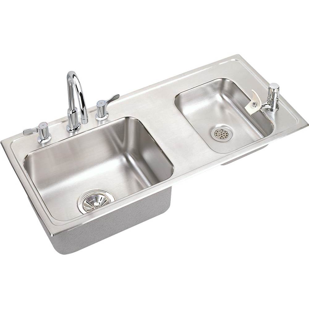 Kitchen & Bath Design CenterElkayLustertone Classic Stainless Steel 37-1/4'' x 17'' x 4'', Double Bowl Drop-in Classroom ADA Sink with Quick-clip Kit