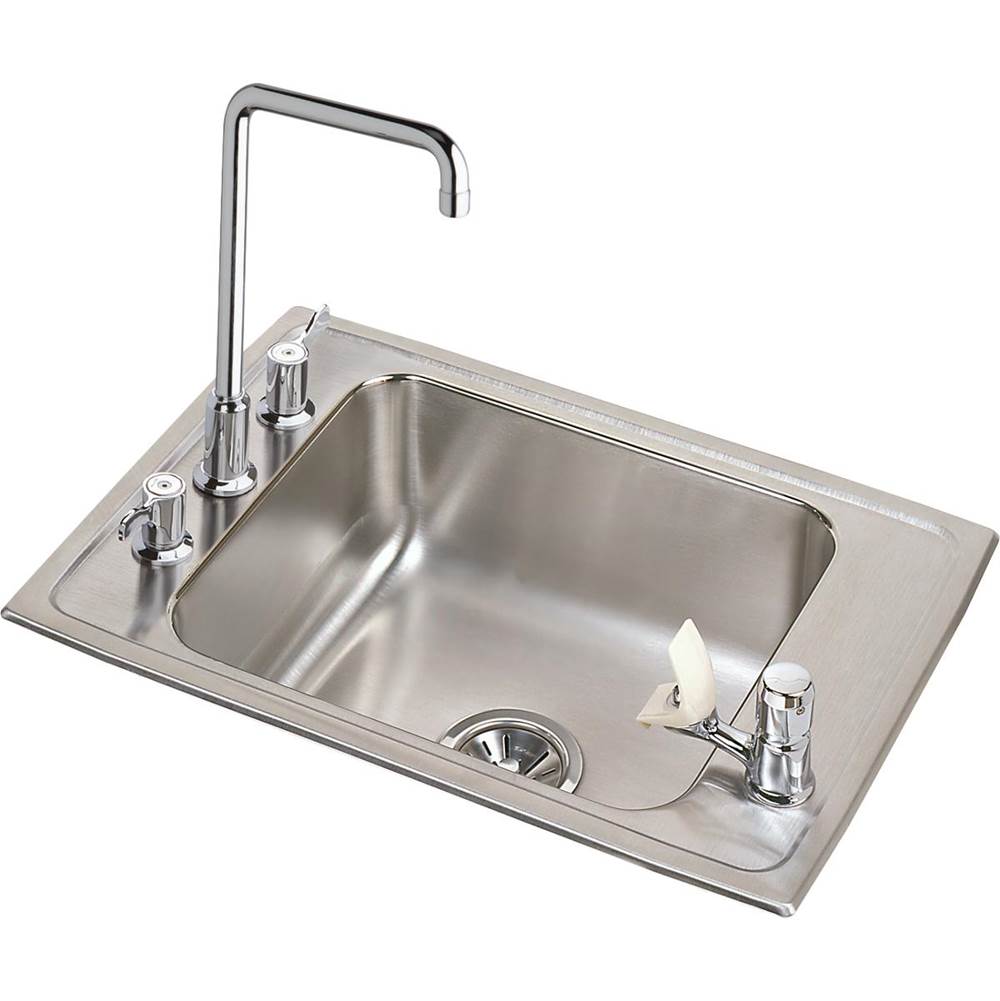 Kitchen & Bath Design CenterElkayLustertone Classic Stainless Steel 22'' x 19-1/2'' x 7-1/2'', Single Classroom Sink Plus Faucet/Bubbler Kit