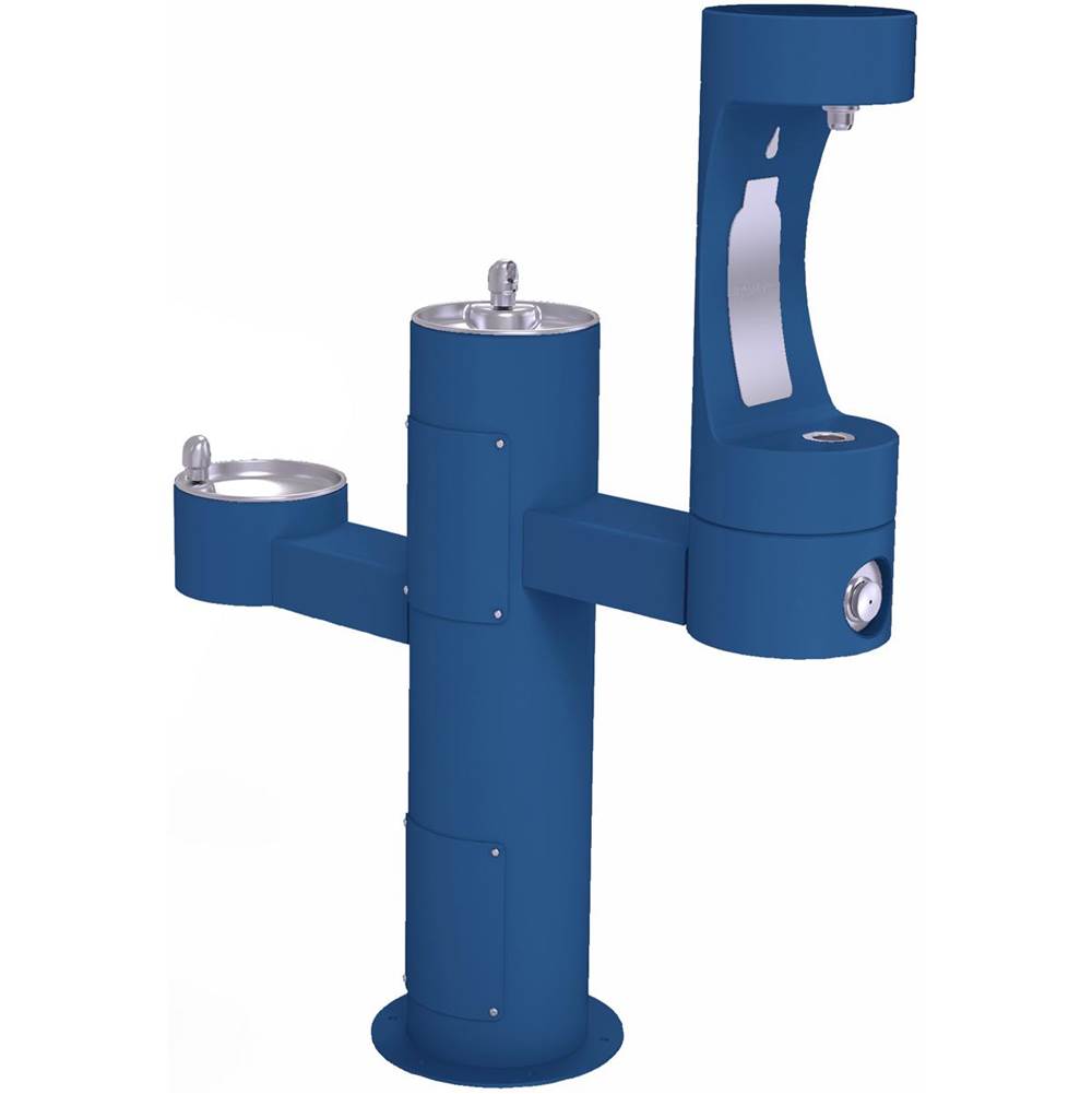 Elkay Outdoor ezH2O Middle Bottle Filling Station Tri-Level Pedestal, Non-Filtered Non-Refrigerated FR Blue