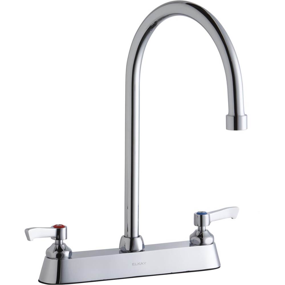 Elkay 8'' Centerset with Exposed Deck Faucet with 8'' Gooseneck Spout 2'' Lever Handles Chrome