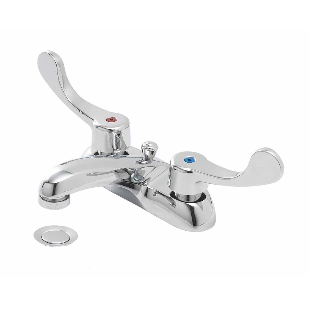 Gerber Plumbing Commercial 2H Centerset Lavatory Faucet w/ Wrist Blade Handles & Metal Pop-Up Drain 0.5gpm Chrome