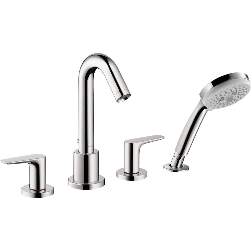 Hansgrohe Logis 4-Hole Roman Tub Set Trim with 1.8 GPM Handshower in Chrome