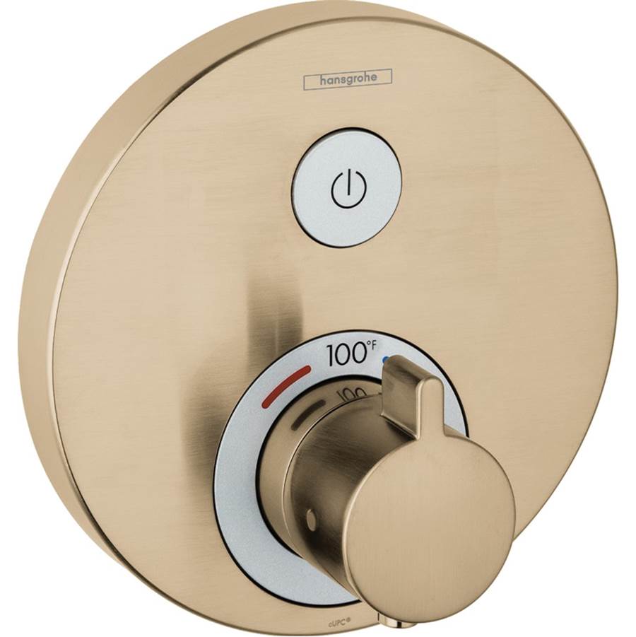 Hansgrohe ShowerSelect S Thermostatic Trim for 1 Function, Round in Brushed Bronze