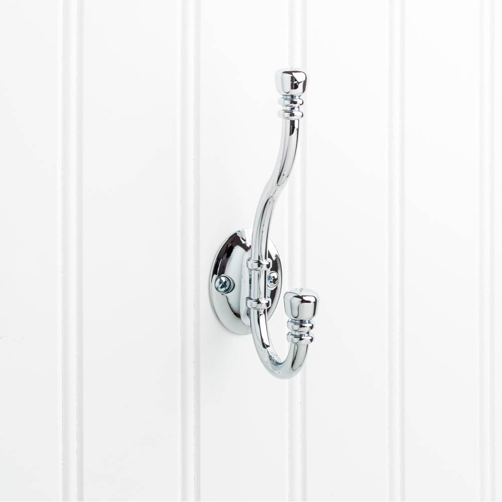 Hardware Resources 5-3/16'' Polished Chrome Ringed Contemporary Double Prong Wall Mounted Hook