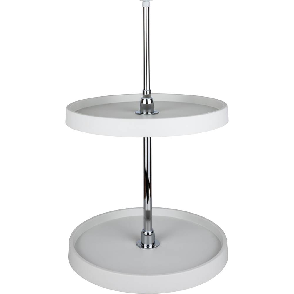 Hardware Resources 28'' Round Two-Shelf Plastic Lazy Susan Set with Chrome Hubs