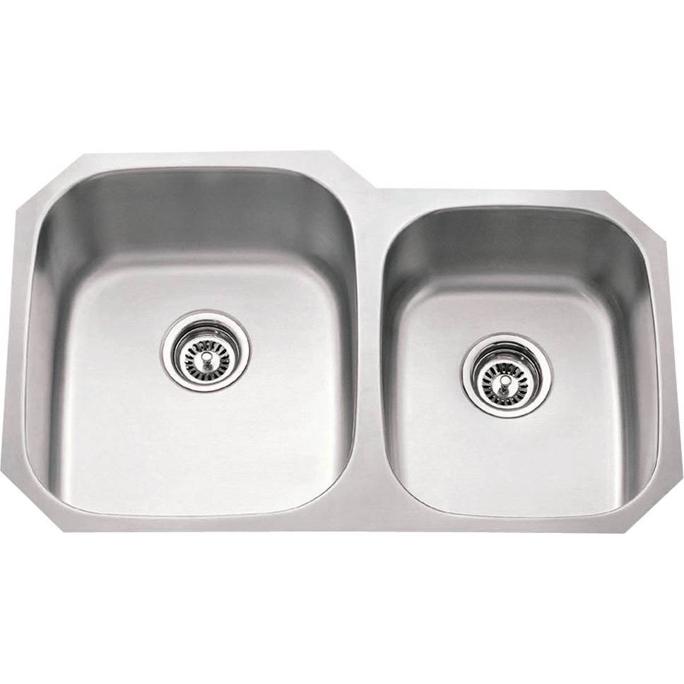 Hardware Resources 32'' L x 20-3/4'' W x 9'' D Undermount 16 Gauge Stainless Steel 60/40 Double Bowl Sink