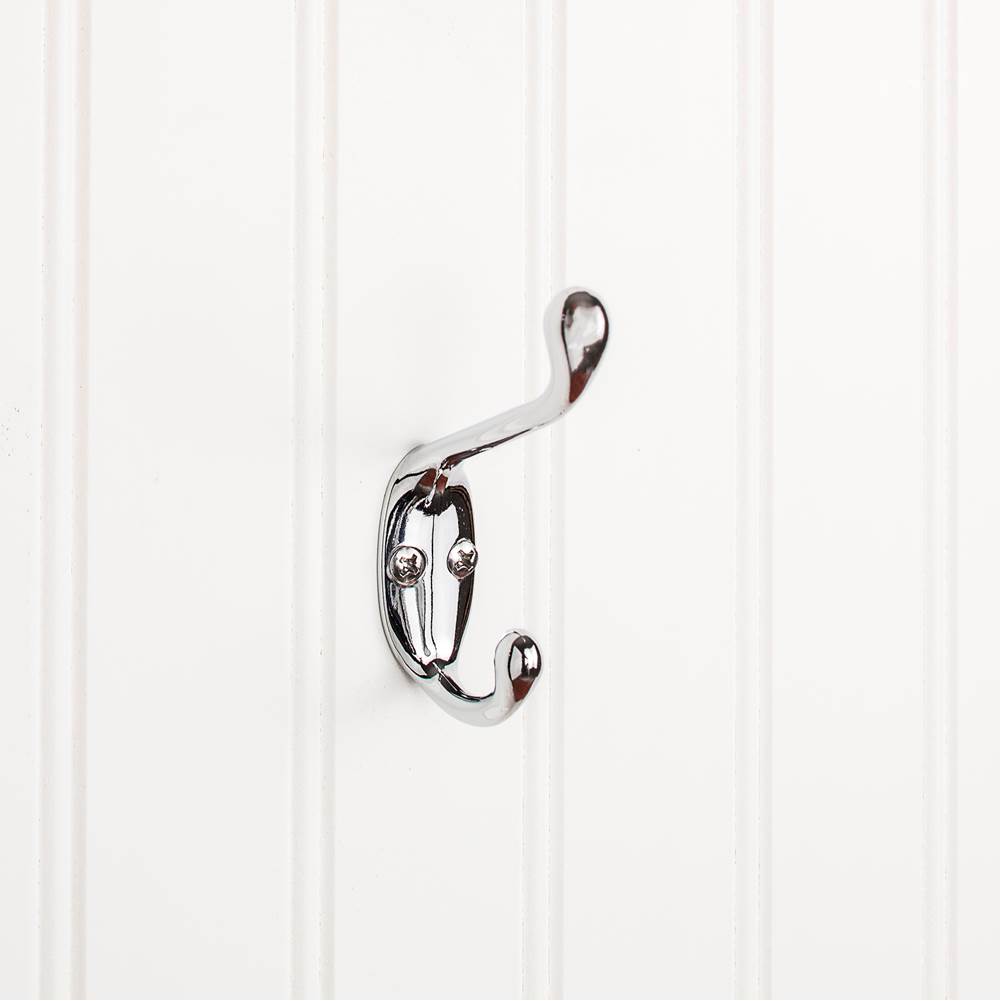 Hardware Resources 3-3/8'' Polished Chrome Small Transitional Double Prong Wall Mounted Hook