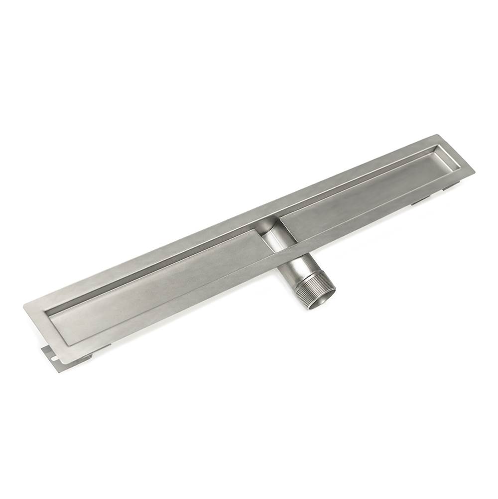 Infinity Drain 24'' Stainless Steel Side Outlet Channel with 2'' Threaded Outlet