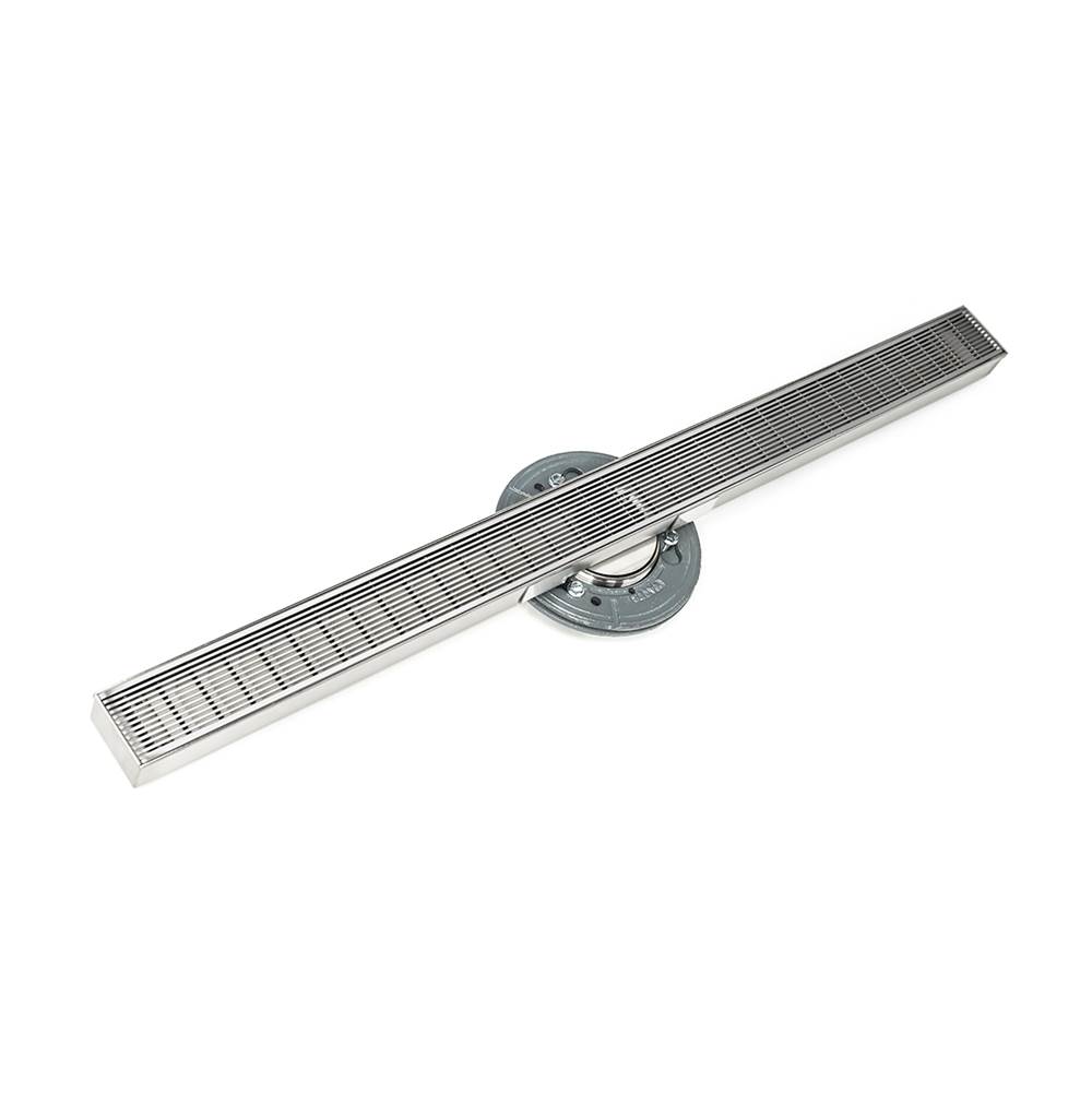 Infinity Drain 48'' S-Stainless Steel Series High Flow Complete Kit with 2 1/2'' Wedge Wire Grate in Polished Stainless with PVC Drain Body, 3'' Outlet
