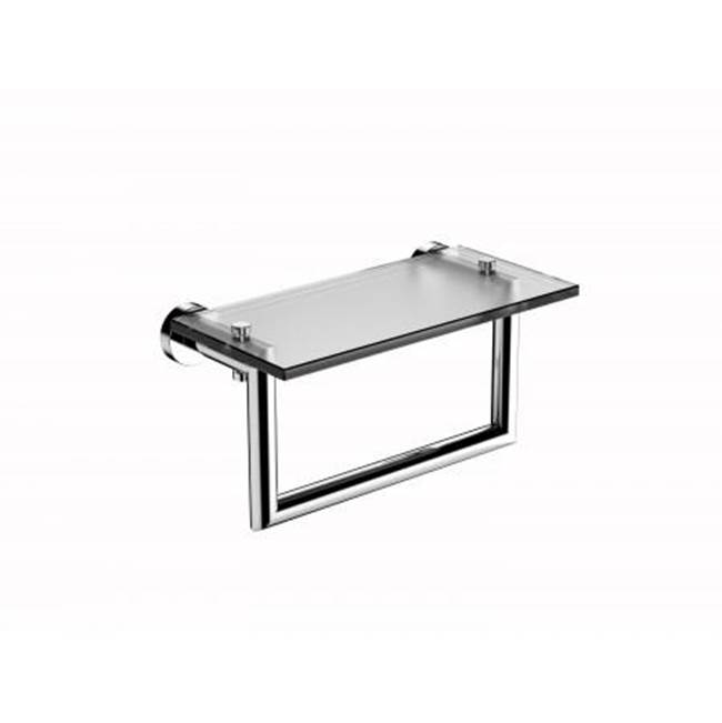 Kartners OSLO - 10-inch Glass Shelf with Towel Rail-Brushed Bronze