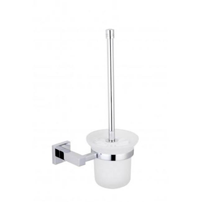 Kartners LONDON - Wall Mounted Toilet Brush Set with Frosted Glass-Polished Chrome