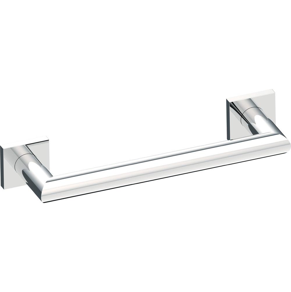 Kartners 9600 Series 12-inch Mitered Grab Bar with Square Rosettes-Brushed Chrome