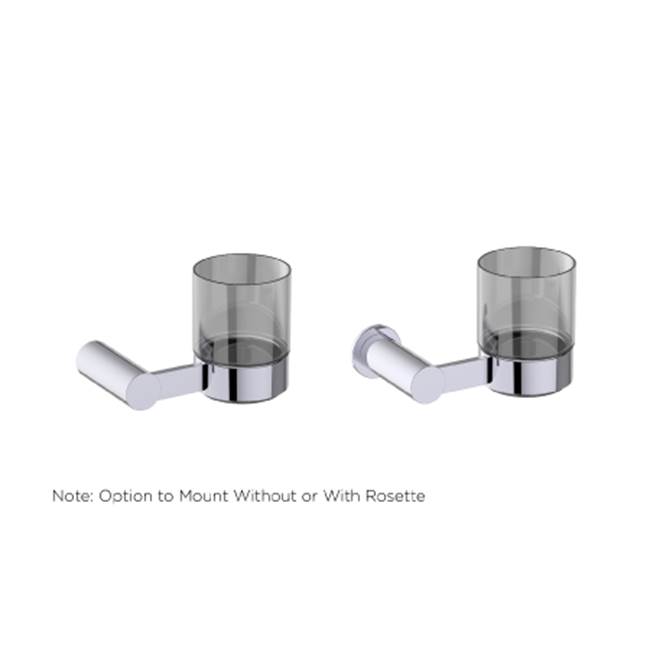 Kartners PORTO - Wall Mounted Bathroom Tumbler Cup & Toothbrush Holder with Chrome Glass-Brushed Nickel