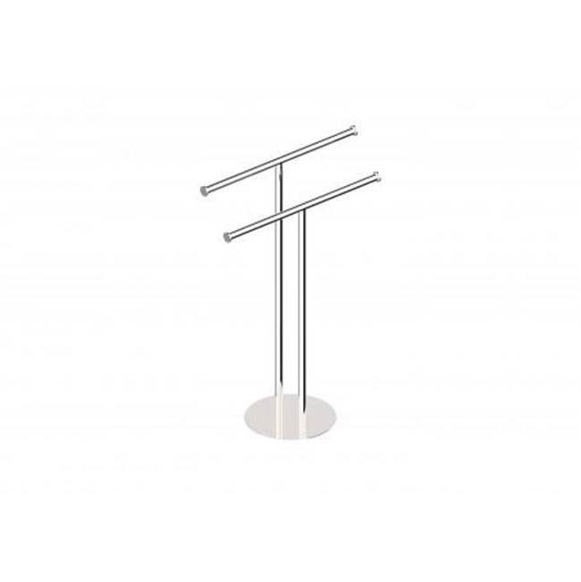 Kartners Free Standing - Square Double Towel Rail (Opposing Sides)-Polished Nickel