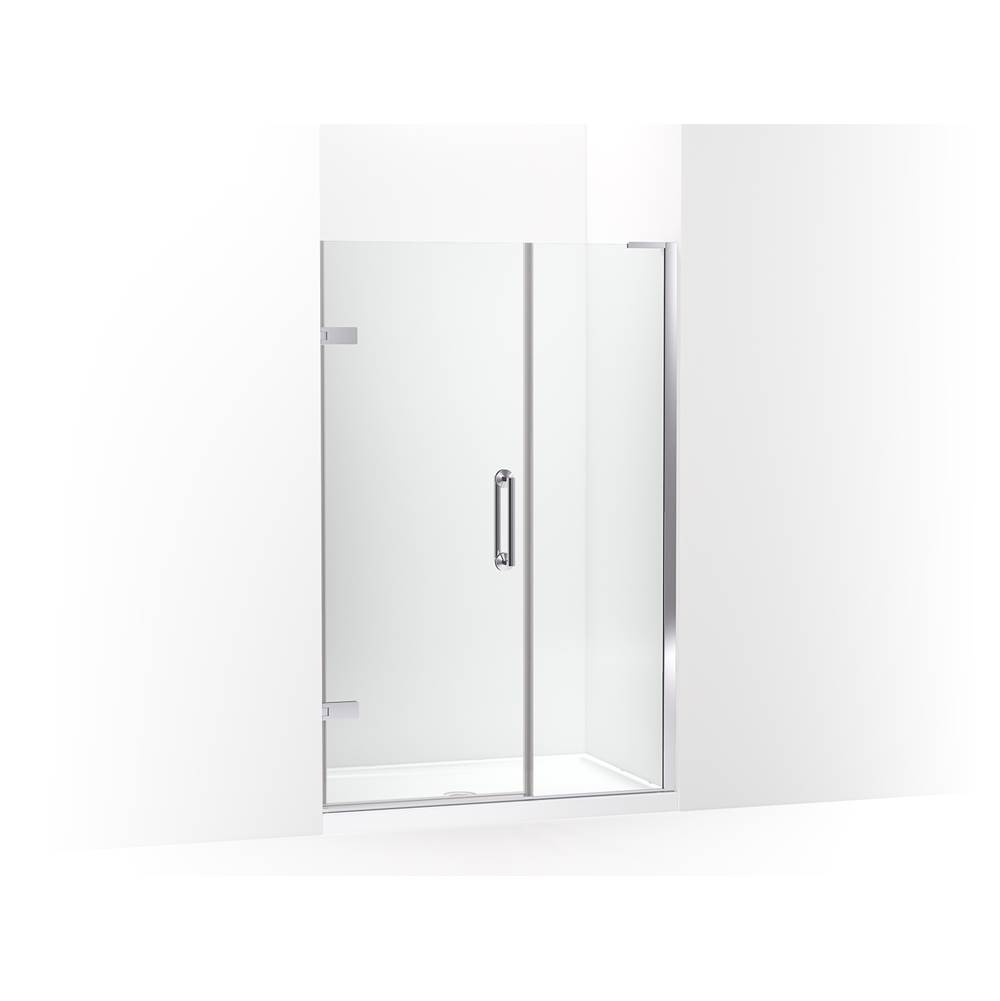 Kohler Components™ Frameless pivot shower door, 71-3/4'' H x 46 - 46-3/4'' W, with 3/8'' thick Crystal Clear glass