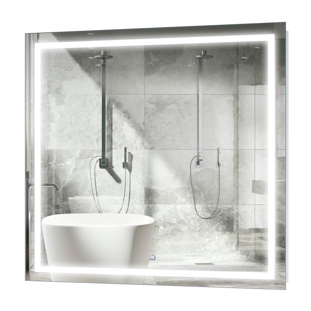 Krugg Icon 42'' X 42'' LED Bathroom Mirror w/ Dimmer and Defogger, Large Square Lighted Vanity Mirror