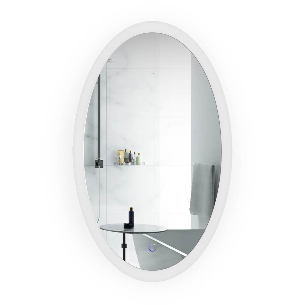 Krugg Sol Oval 22'' x 40'' LED Bathroom Mirror w/ Dimmer and Defogger, Oval Back-lit Vanity Mirror