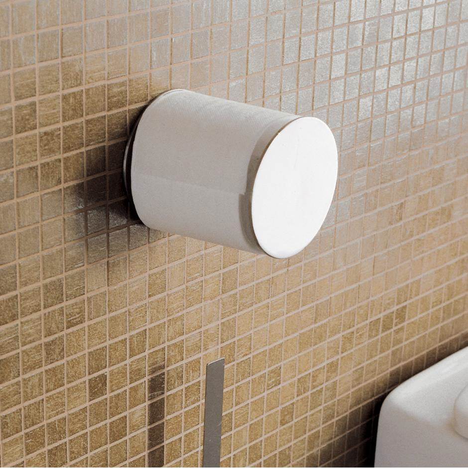 Lacava Wall-mount toilet paper holder made of chrome plated brass. Diam: 4'', D: 4 3/4''.