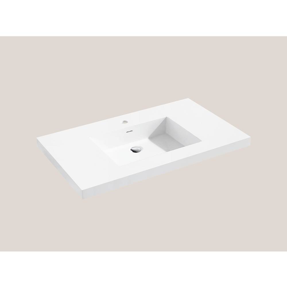 Madeli Urban-22 36''W Solid Surface, Top/Basin. Glossy White, Single Faucet Hole. W/Overflow, Basin Depth: 5-3/4'', 35-7/8'' X 22-3/16'' X 2''