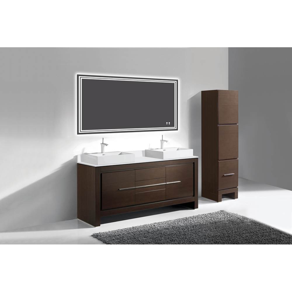 Madeli 18''W Vicenza Linen Cabinet, Walnut. Free Standing, Right Hinged Door. Brushed, Nickel Handle(X1)/Leg Plates(X2), 18''X18''X76''