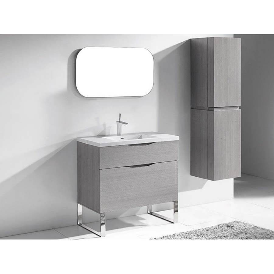Kitchen & Bath Design CenterMadeliMadeli Milano 36'' Free Standing Vanity Cabinet Ash Grey/HW: Polished Chrome(PC)