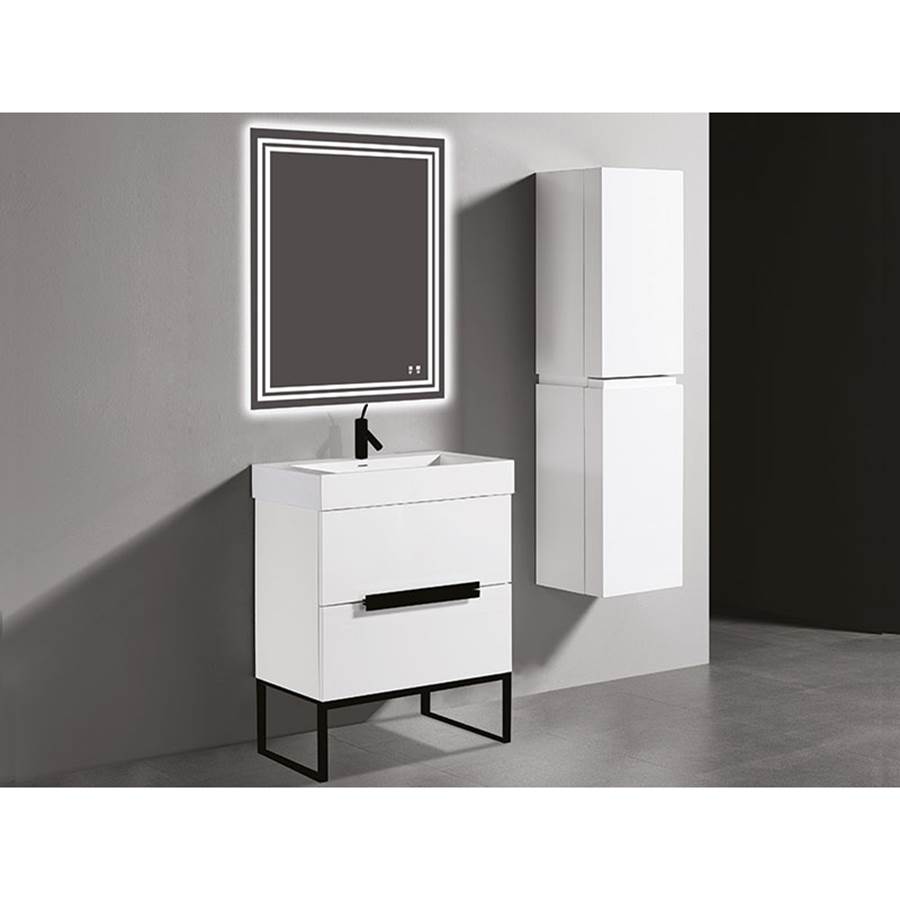 Madeli Soho 30''. White, Free Standing Cabinet, Polished Chrome Handles (X2), C-Base (X1), 29-5/8''X18''X33-1/2''