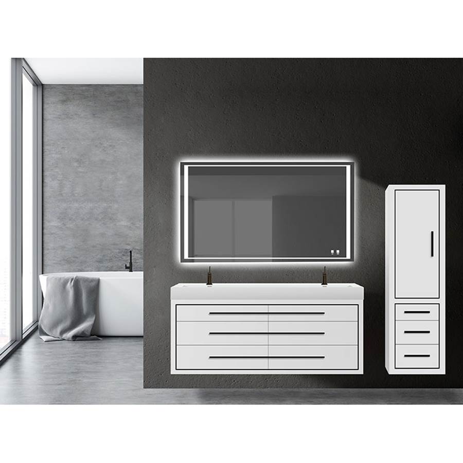 Madeli 20''W Villa Linen Cabinet, White. Wall Hung, Right Hinged Door. Polished, Nickel Handles (X4)/Inlay, 20'' X 18'' X 71''