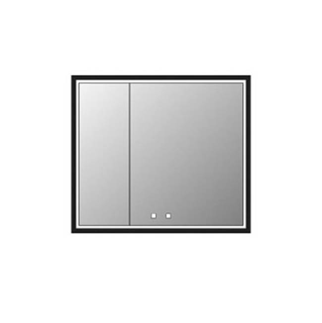 Madeli Illusion Lighted Mirrored Cabinet , 36''X 36''-12L/24R - Recessed Mount, Satin Brass Frame-Lumen Touch+, Dimmer-Defogger-2700/4000 Kelvin