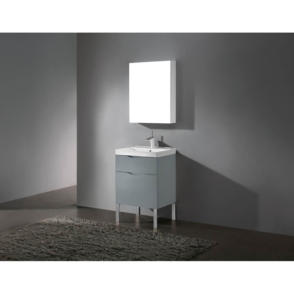 Kitchen & Bath Design CenterMadeliMadeli Milano 24'' Free Standing Vanity Cabinet Studio Grey/HW: Matte Black(MB)