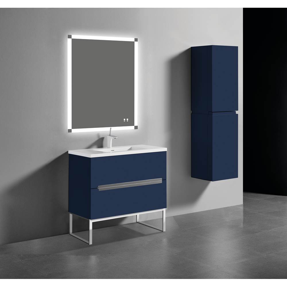 Madeli Soho 36''. Sapphire, Free Standing Cabinet, Brushed Nickel Handles (X2), S-Legs (X2), 35-5/8''X18''X33-1/2''
