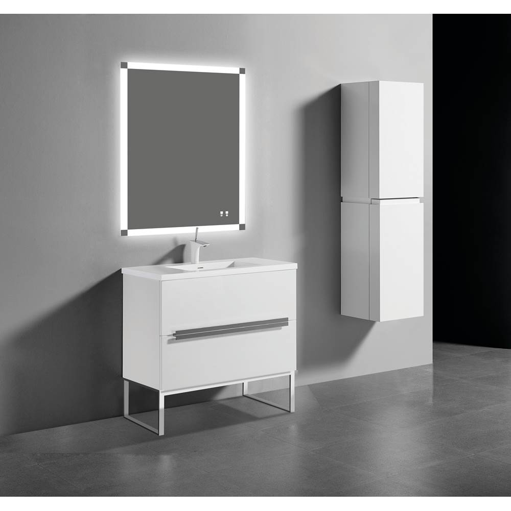Madeli Soho 42''. White, Free Standing Cabinet, Matte Black Handles (X2), L-Legs (X4), 41-5/8''X18''X33-1/2''