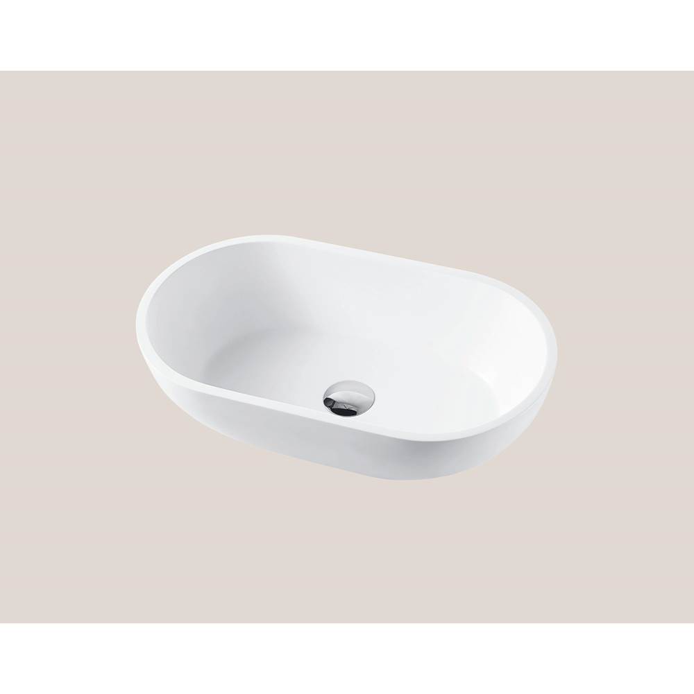 Madeli Solid Surface Vessel. Free Form, Glossy White. No Overflow, 22'' X 12-9/16'' X 6-1/8''