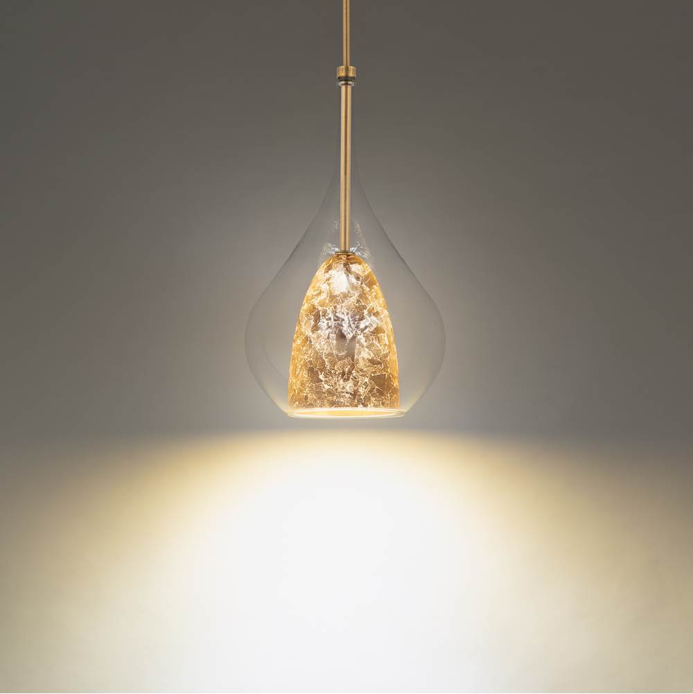 Modern Forms Helios 18'' LED Indoor Mini Pendant Light 3000K in Aged Brass and Gold Leaf