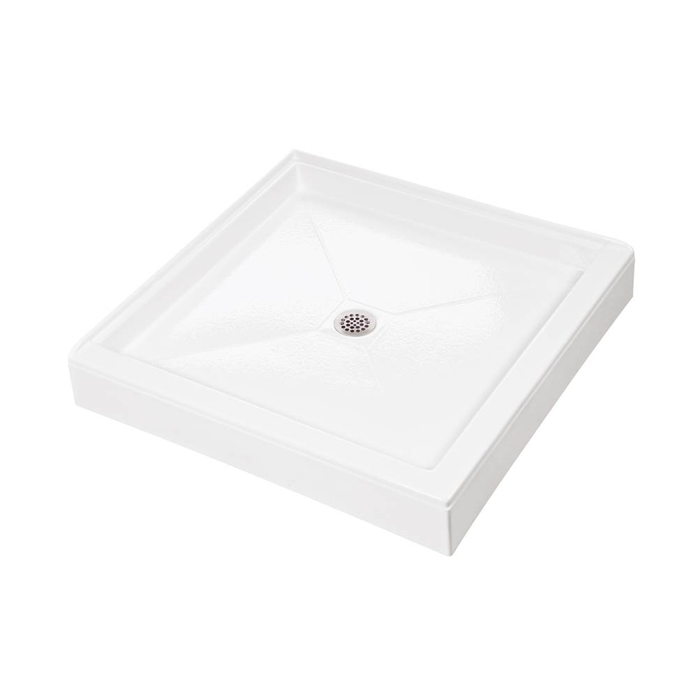 MTI Baths 4242 Acrylic Cxl Center Drain Dual 2-Sided Integral Tile Flange - White