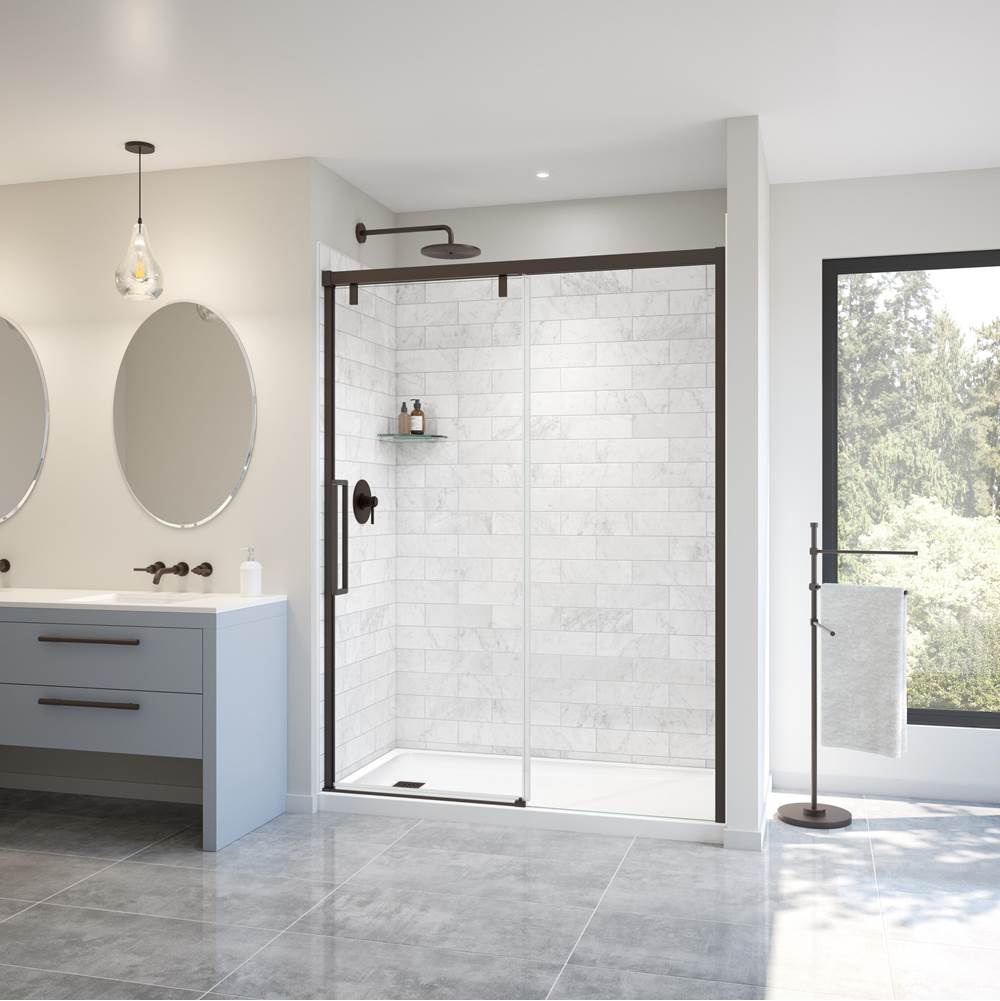 Maax Uptown 56-59 x 76 in. 8 mm Sliding Shower Door for Alcove Installation with Clear glass in Dark Bronze