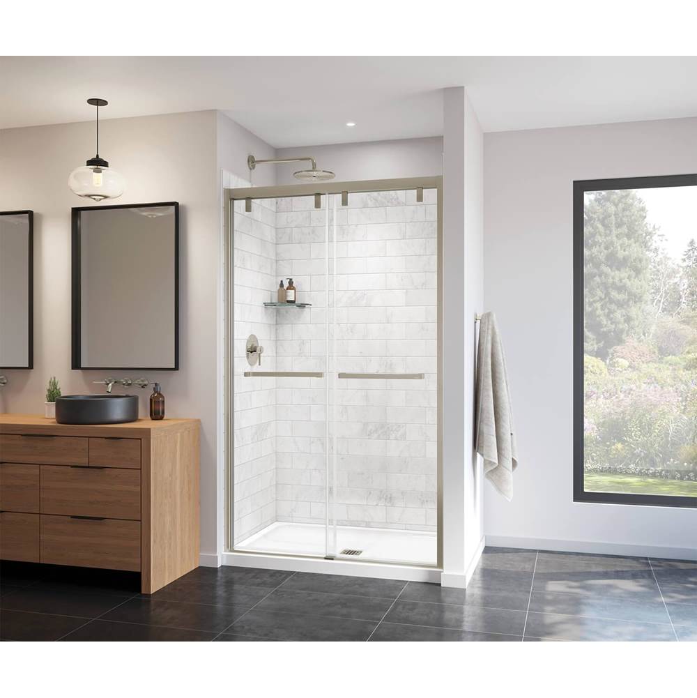 Maax Uptown 44-47 x 76 in. 8 mm Bypass Shower Door for Alcove Installation with Clear glass in Brushed Nickel