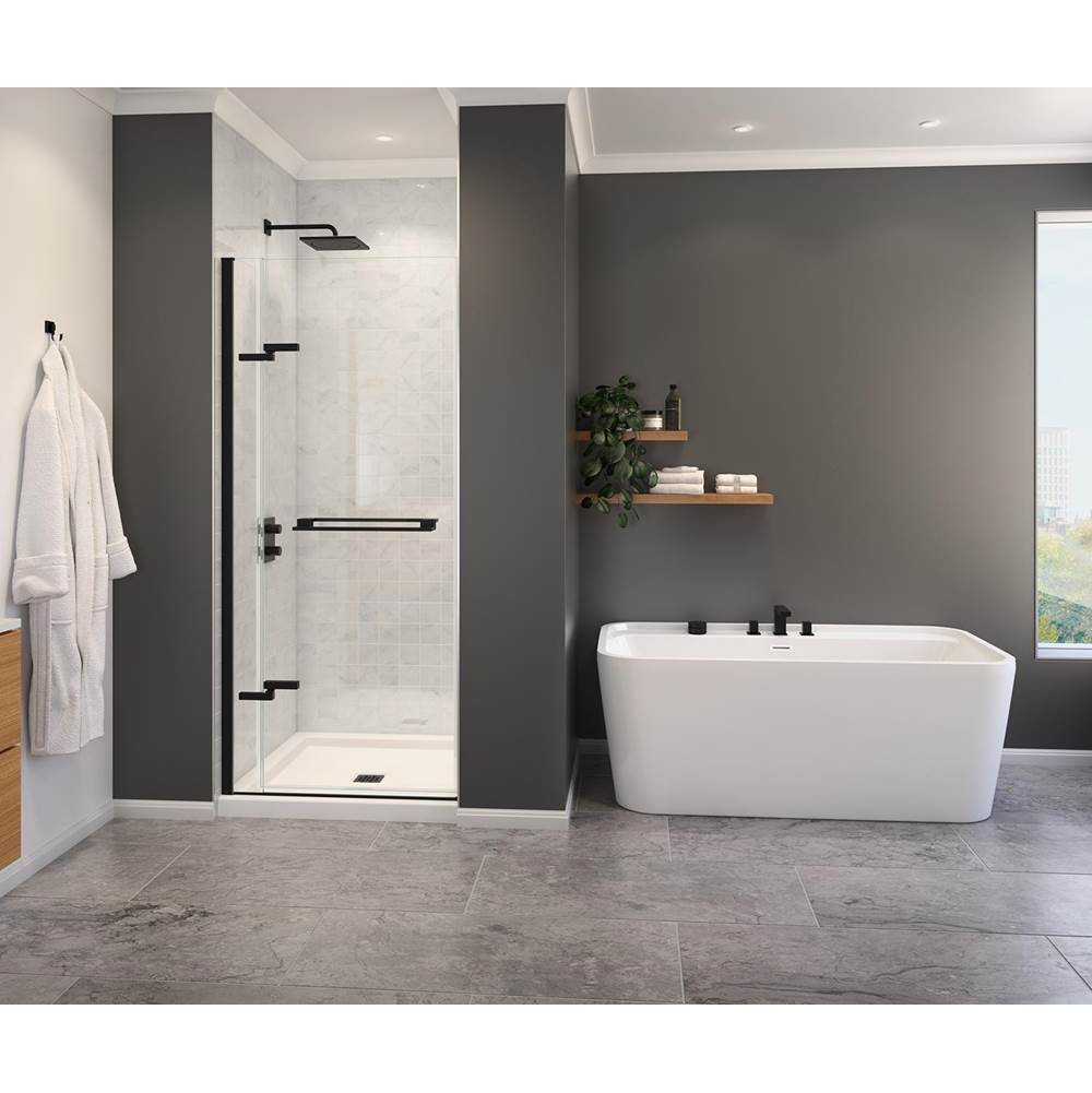 Maax Capella 78 32 1/2-35 1/2 x 78 in. 8 mm Pivot Shower Door for Alcove Installation with GlassShield® glass in Matte Black
