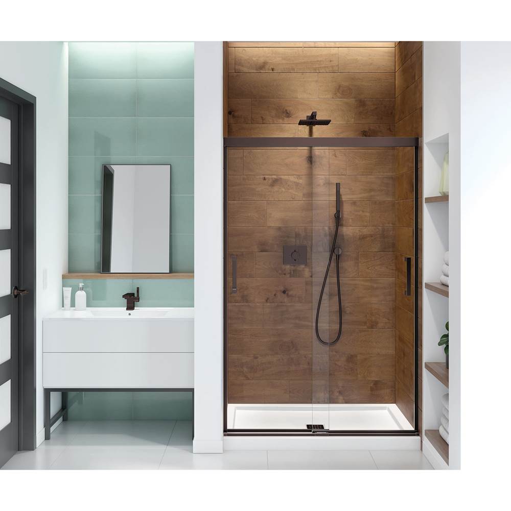 Maax Incognito 70 44-47 x 70 1/2 in. 6 mm Sliding Shower Door for Alcove Installation with Clear glass in Dark Bronze