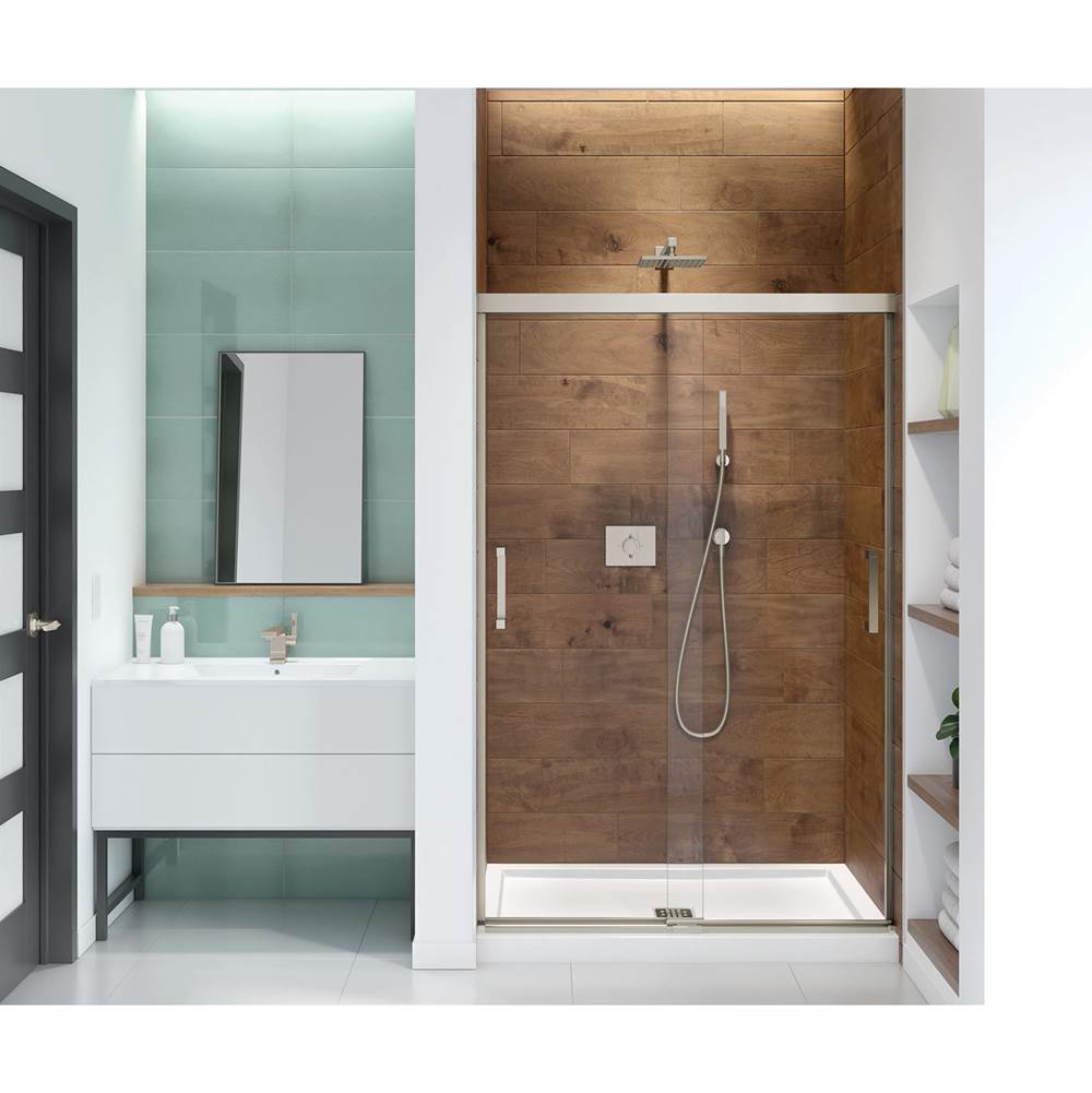 Maax Incognito 70 44-47 x 70 1/2 in. 8mm Sliding Shower Door for Alcove Installation with Clear glass in Brushed Nickel