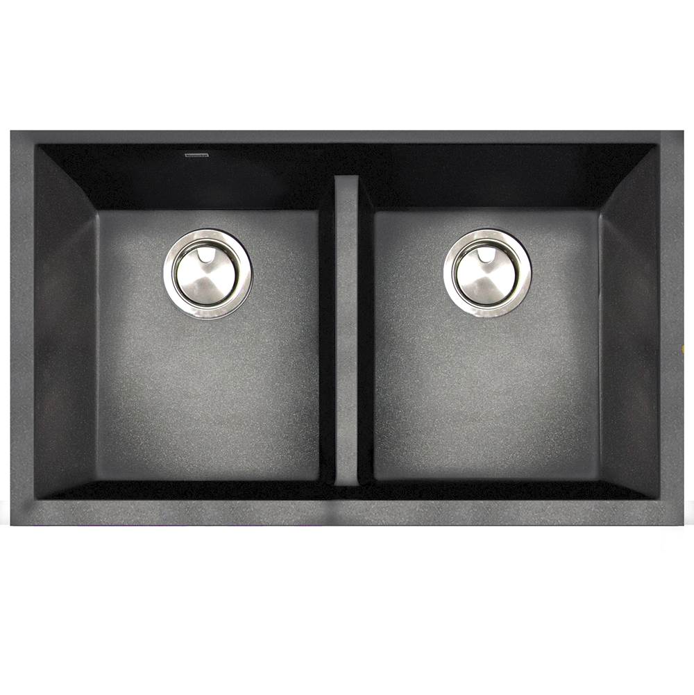 Nantucket Sinks Undermount Double Equal Bowls With Low Divide - Granite Composite Black