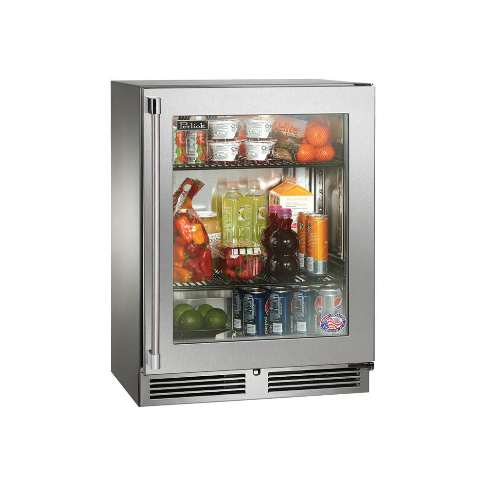 Perlick Signature Series Sottile 18'' Depth Marine Grade Refrigerator w/ stainless steel solid door, hinge left