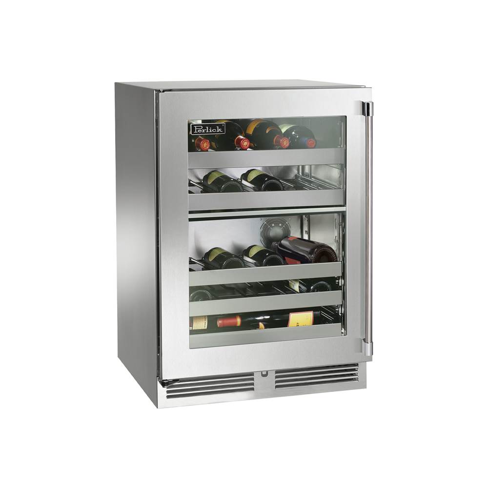 Perlick 24'' Signature Series Marine Grade Dual-Zone Wine Reserve w/ fully integrated panel-ready solid door, hinge left