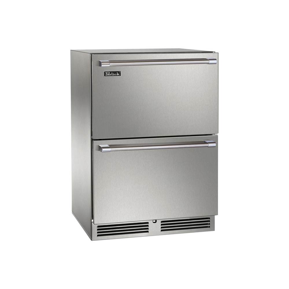 Perlick 24'' Signature Series Marine Grade Dual-Zone Freezer/Refrigerator Drawers, stainless steel, w/ lock
