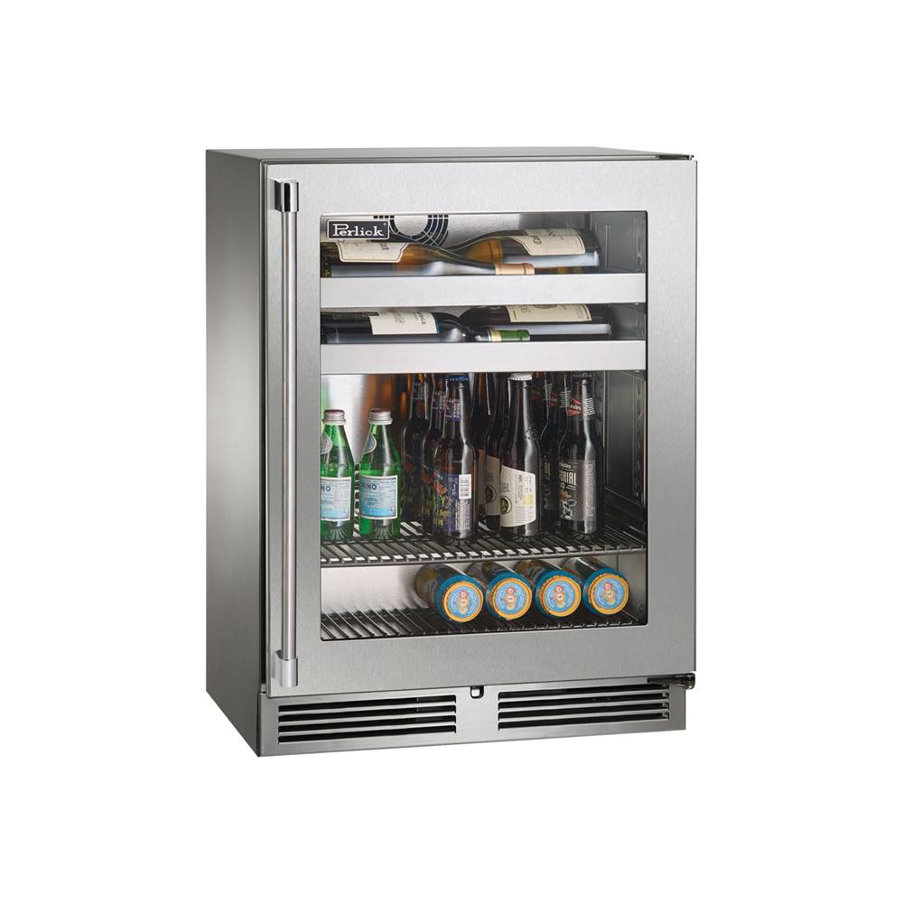 Perlick Signature Series Shallow Depth 18'' Depth Outdoor Beverage Center with Stainless Steel Solid Door, Hinge Right